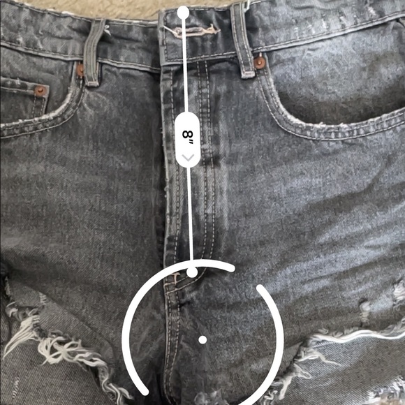 Zara Frayed High Waisted Grey Jean Shorts - Picture 8 of 9